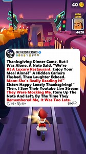 43K views · 489 reactions | Thanksgiving Dinner Came, But I Was Alone. A Note Said, "We're At A Luxury Restaurant. Enjoy Your Meal Alone!" A Hidden Camera Flashed, Then Laughter Echoed. Mom: She's Really Reading It!" Sister: Happy Lonely Thanksgiving!" Then, I Saw Their You tube Live Stream They Were Mocking Me. I tore Up The Note And Left. By The Time They Remembered Me, It Was Too Late. #reddit #redditstories #storytime #redditreadings #askreddit | Yeti45 | Facebook