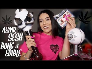 ASMR BONG GAS MASK SMOKE SESH + 420 EDIBLE *SMOKE WITH ME*
