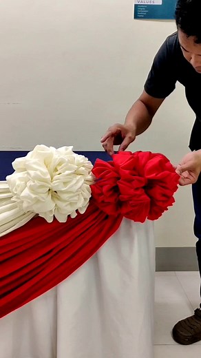 Geena Cloth Table Skirting Tutorial for Wedding Backdrop