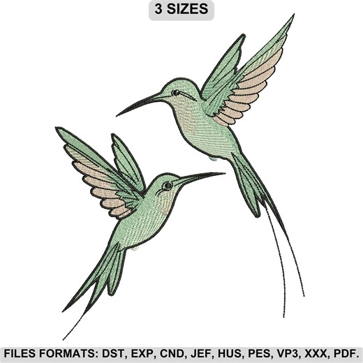 Hummingbird & Love Birds Embroidery Pattern, Spring Bird Machine Embroidery, 3 Sizes, Instant Download - Etsy