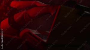 Webcam model working. Foot fetish concept.