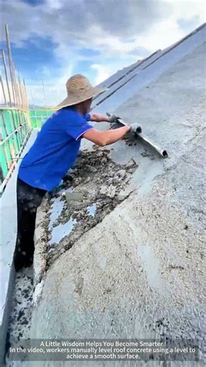 The process of leveling the roof concrete with a level