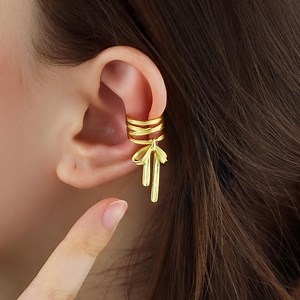 Bow Tie Ear Cuff Earrings: Gold & Silver Ribbon Wrap, No Piercing - Etsy