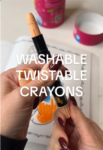 These jumbo, silky crayons are also washable and non-toxic. Makes clean up so easy! #crayons #coloring #kidscoloring #washablecrayons #tiktokshopblackfriday