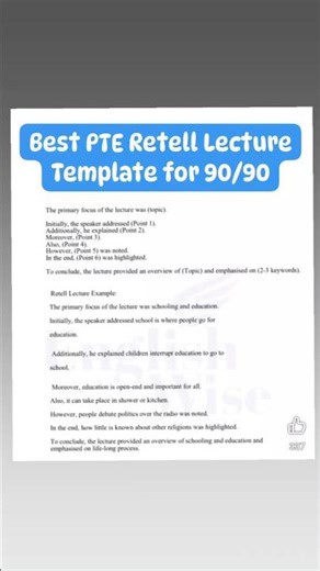 Best PTE Retell Lecture Template for 90/90 | #PTE #PTERetellLecture #PTEAcademic #PTESpeaking