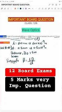Young’s Double Slit Experiment 🌈 | Class 12 Wave Optics | Board Exam Short
