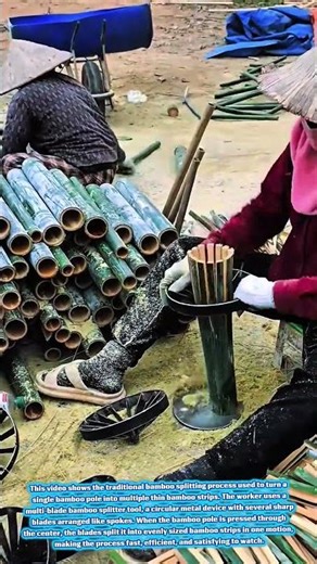 TRADITIONAL BAMBOO Splitting Process – Multi Blade Bamboo Splitter Tool #tools #short