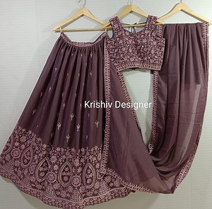 Rosy Purple Lehenga Choli: Georgette Thread & Sequin Embroidery Lehengas - Etsy
