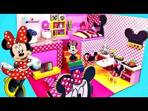 how to make Cute Minnie Mouse House with Rainbow Stairs from Cardboard & Clay❤️DIY miniature house