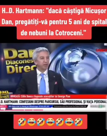 H.D. Hartmann, fără menajamente: „Dacă câștigă Nicușor Dan, pregătiți-vă de cinci ani de spital de nebuni la Cotroceni.” Declarația a fost făcută în emisiunea lui Dan Diaconescu și deja face valuri în spațiul public. Critică dură sau adevăr incomod? Tu ce crezi? #NicusorDan #HDHartmann #DanDiaconescu #Cotroceni #Alegeri2025 #Politică #DeclarațiiTari #RomâniaActuală | Gardianul România