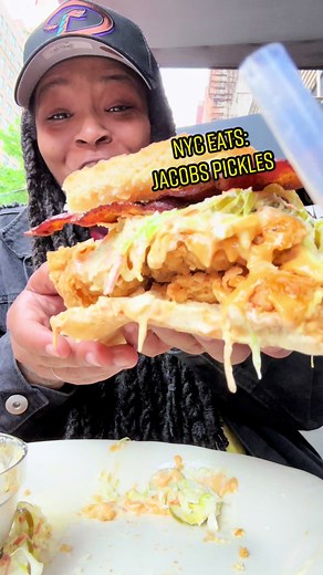Delicious Chicken Biscuit Sandwich at Jacob's Pickles in NYC