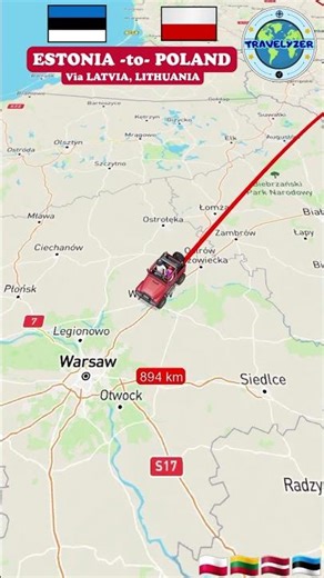 Estonia to Poland By Land Route No18 #travel #shorts