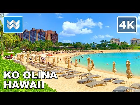 [4K] Ko Olina Resort Beach Lagoons in Oahu Hawaii - Scenic Walking Tour 🎧 Binaural Audio