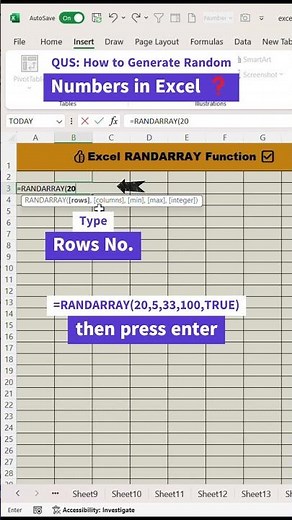 How to Create Random Numbers in Excel ✅👍 #exceltips #excel #shorts #exceltricks