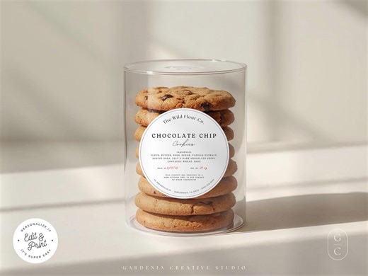 Cookie Label With Ingredients, Cottage Food Law Round Sticker for Bread, Home Goods Bakery, for Sourdough Bag, Canva EDITABLE Template 001 - Etsy