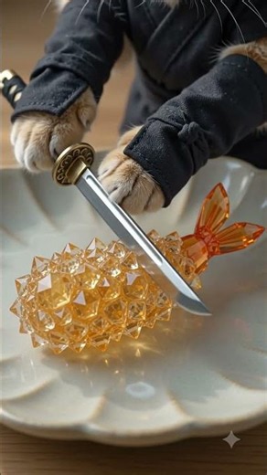 Ninja Cat Cuts Crystal Ebi Fry 🍤