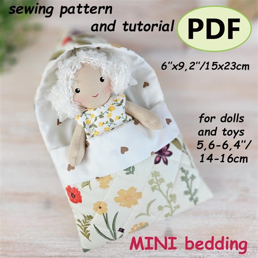 Mini Doll Bedding Sewing Pattern PDF | Cradle & Blanket for Dolls - Etsy UK