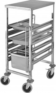 [Hot Item] Commercial Kitchenware Stainless Steel Square Tube Catering Trolley for Gn Pans