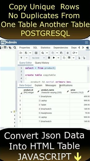 Copy Table Unique Rows To Another Table PostgreSQL pgAdmin #postgresql