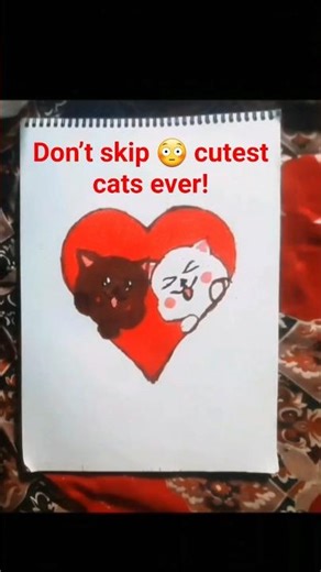 Cutest Cat Couple Drawing ❤️🐱 | Kawaii Art #shorts