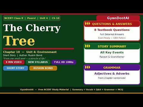 The Cherry Tree | Class 8 English Poorvi Ch 10 | Summary, Q&A & Grammar | 2025-26 NCERT Material