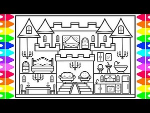 How to Draw a CASTLE for Kids 🏰💜💖💛CASTLE Drawing for Kids | Castle Coloring Pages for Kids