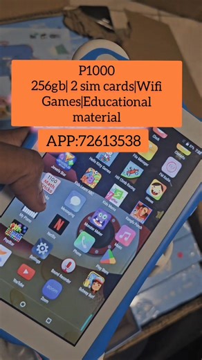 Kids Tablet :P1000 Clearance special. 256 Gb| 2 simcard slot|Wifi| Dowload apps ,Games ,educational materials ..store Pdf files etc . Readily available ..Few left .Clearance special ongoing . Whatsapp:72613538 OR PROCEED TO SHOP. ☆☆☆☆☆☆☆☆☆☆☆☆☆ Our shop is based in BOTSWANA, Gaborone Bus rank .infront of Gaborone Hotel.Its a Black Container Shop just along Gaborone Hotel.its the One with Big shade towards di steps. The container is Branded and with Black and reddish color infront. O TSAMAYA O BAP