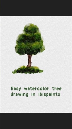 Easy digital watercolor tree painting | watercolor painting ideas | ibis paint watercolor tutorial