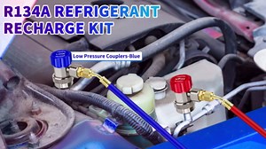 Boltigen AC Car R134a Adapter Kit, R134a Refrigerant Hose Conversion Kit with R134a Quick Couplers, R134a Self Sealing and Puncture Can Taps, Tank Adapter, Valve Core Remover