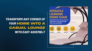 SereneLife Outdoor Hanging Curved Steel Chaise Lounge Swing Chair w/a Built-in Pillow and Removable Canopy UV Protection and Foam Covered Armrest