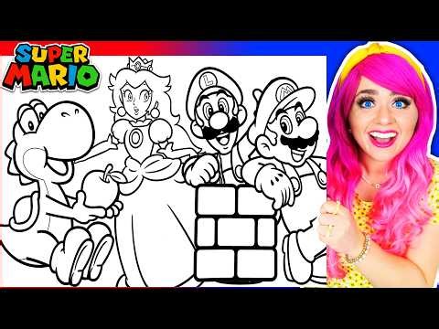 Coloring Super Mario Galaxy Movie Characters Coloring Pages | Mario, Luigi, Yoshi & Princess Peach