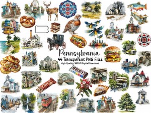 Pennsylvania Clipart Bundle: State Symbols, Landmarks & Culture (PNG Download for Commercial Use) - Etsy