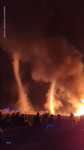 Fire tornado swirls out of Burning Man flames | USA TODAY #Shorts
