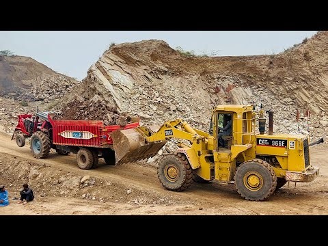 Caterpillar Loader Loading Massive Rocks into Dump Truck | Extreme Heavy Equipment Action