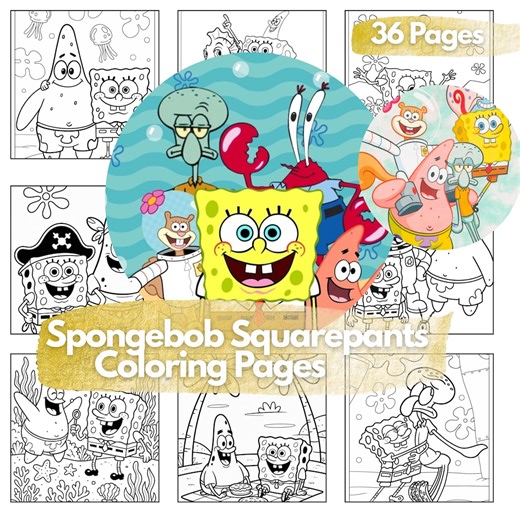 Sponge Bob Coloring Pages Bundle | Sponge Bob Printable Coloring Pages | 36 Pages PDF | Sponge Bob Coloring Book | Kids Activity Book | - Etsy