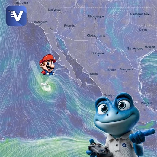 10K views · 78 reactions | Ventu the frog reports: There is a tropical storm named Mario, but he’s a good boy and won’t cause any trouble — he will dissipate in the coming days. What we really need to watch closely, however, is the potential development of tropical storm Gabrielle. The hurricane season has been very weak so far, but that could change. | Ventusky | Facebook