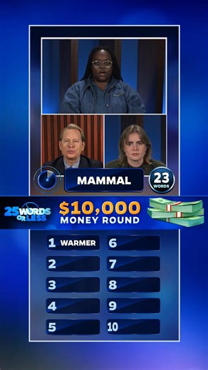 30K views · 146 reactions | The pressure’s heating up by the second.  If they guess all 10 words in under 60 seconds they'll go home with $10,000!! #25wordsorless #gameshow #meredithvieira #wordgame #boardgame | 25 Words or Less | Facebook