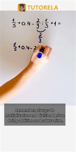 Solve: 1/5 + 0.4 - 2/9 : 1/3 + 1 Simplified! #Math #TheCommutativeProperty