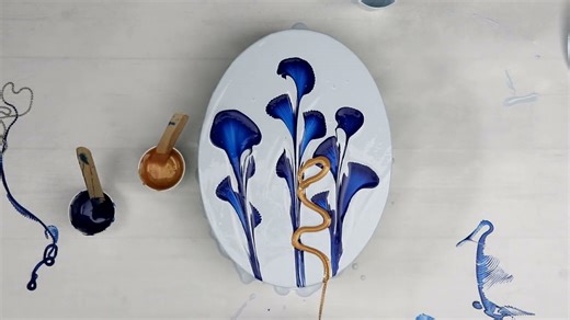 Bold Gold and Blue String Pull Painting – Wait Until You See the Results