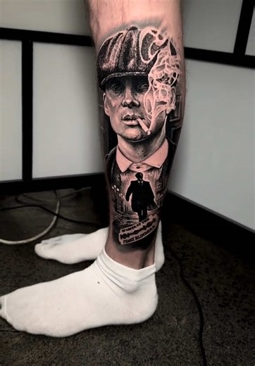 Unique Peaky Blinders Tattoo Portrait of Tommy Shelby