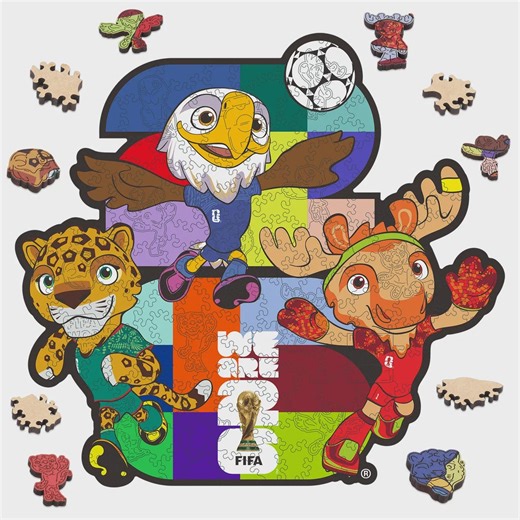 FIFA World Cup 2026 Mascot Wooden Puzzle – 150 Piece 5MM Thick Jigsaw, USA Canada Mexico Characters, Officially Licensed Soccer Fan Gift - Etsy