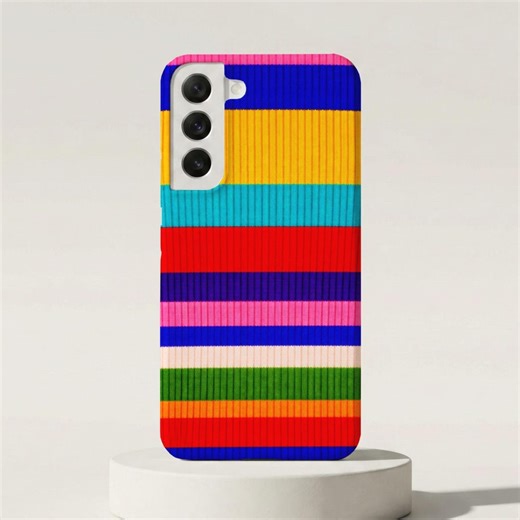 Rainbow Stripe Samsung Phone Case, Cosy Knit Style Texture - Etsy
