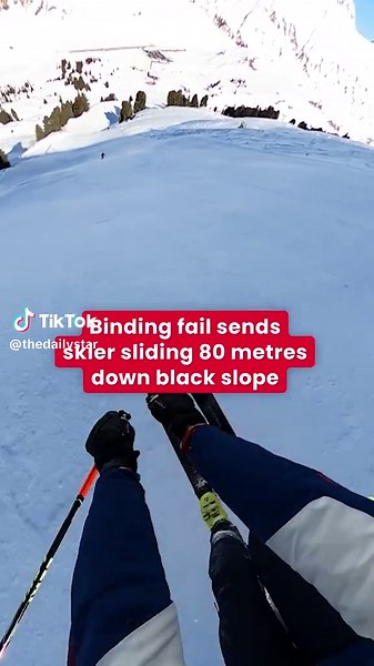 Scary Skier Fail on 80 Metre Black Slope