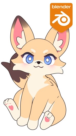 Cute fennec fox in Blender #blender #art #shorts #shortvideo #creativeblender #blender3d