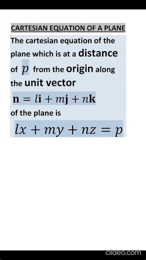 CARTESIAN EQUATION OF A PLANE