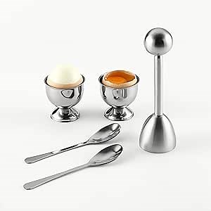5-Piece Stainless Steel Egg Opener Set - Easy Crack, Separate & Pierce Eggs - Kitchen Gadget for Effortless Egg Preparation, Rust-Resistant Egg Shell Opener Tool (Tea spoon)
