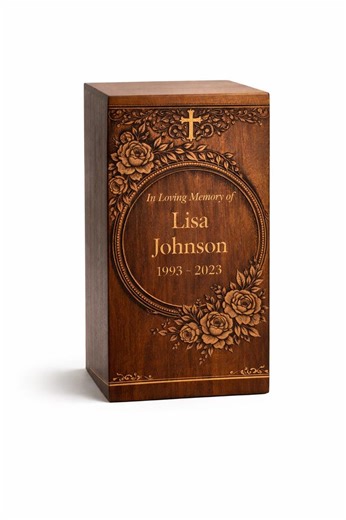 Personalized Wooden Urn Box With Cross – Engraved Memorial Cremation Keepsake - Etsy