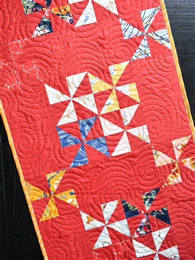 Go crazy with ultra bold backgrounds! Pattern is called Paintery Pinwheels that's currently only available on my YouTube Channel #quilt #quiltersoftiktok #craftersoftiktok #quilting #sew