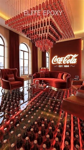 THIS COCA-COLA FLOOR IS INSANE 😱 Epoxy Bottle Design #epoxy #transformation #viral