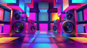 AI background with stereo audio speakers | Free Stock Video Footage